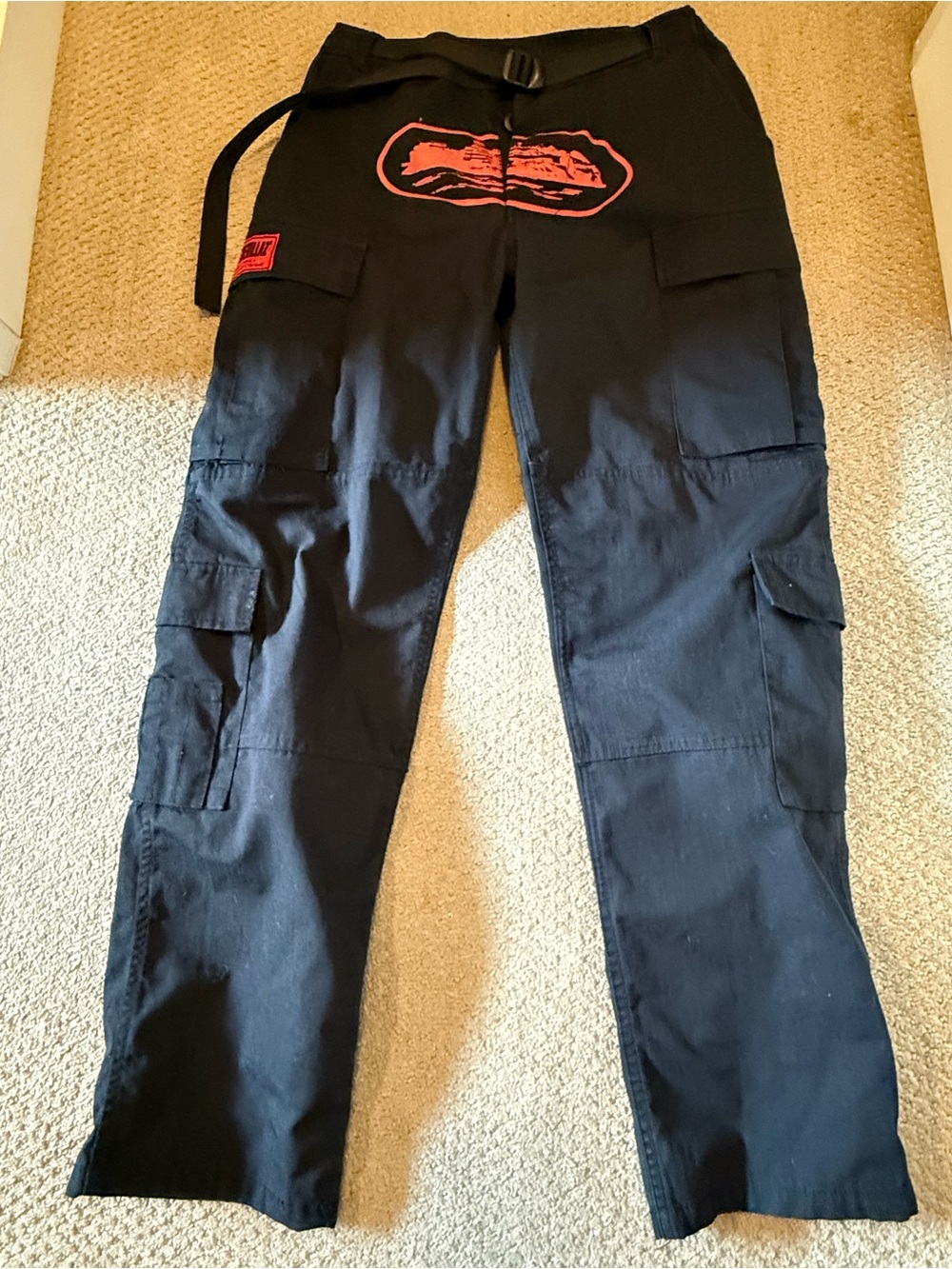 Corteiz CRTZ Guerillaz Cargo Pants Black/Red – Size M
